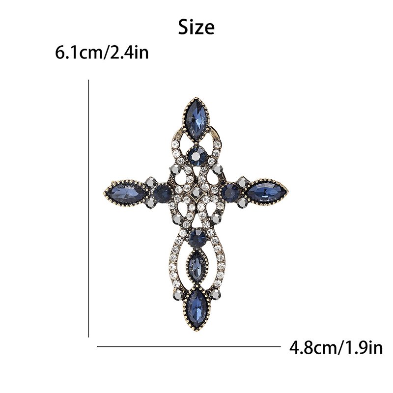 Vintage Diamante Crystal Lapel Pins Brooches Christening Feast Baptism Brooch Alloy Rhinestone Cross Brooch