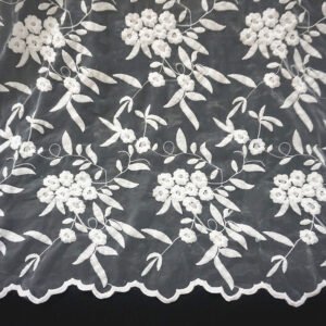 90*130cm Diy Handmade Wedding 3D Flower Embroidered Organza Lace Fabric for Dress Sewing Supplies Crafts