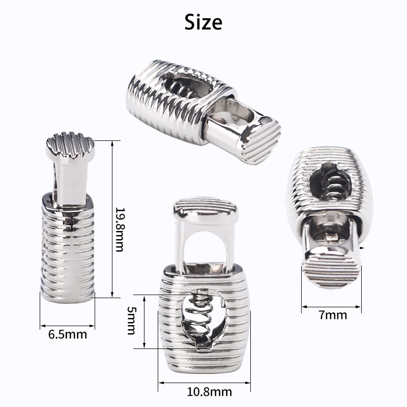 Oval striped metal spring buckle with flat head and single hole adjustment buckle