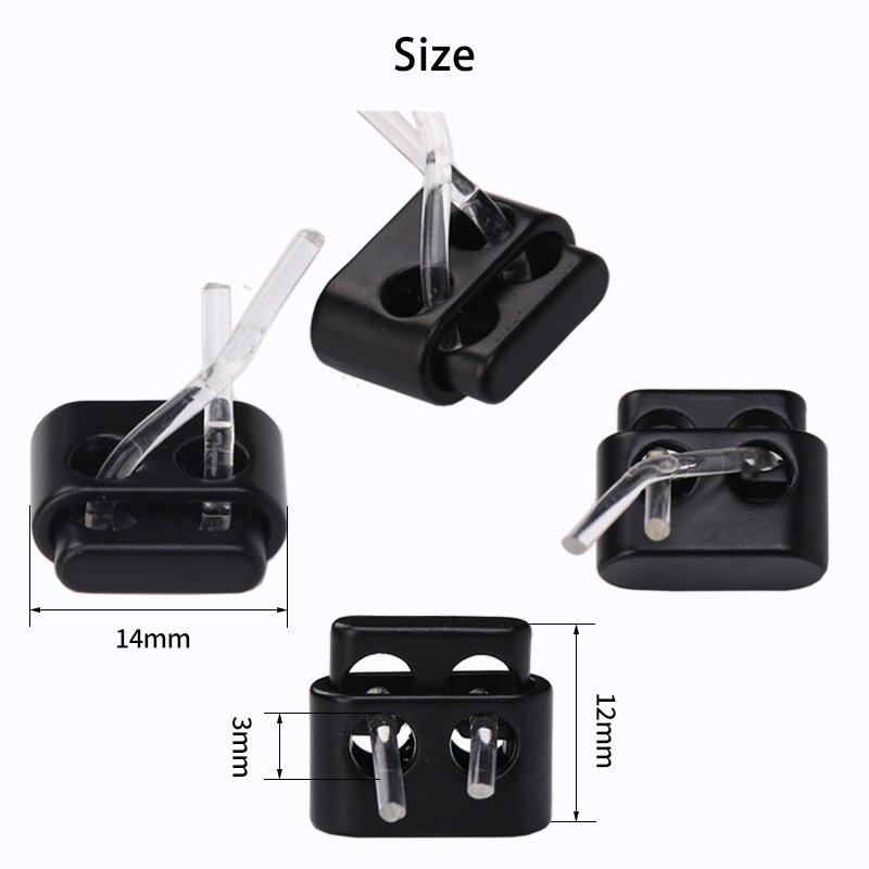 Round Buckle Clamp End Lock Cord with Two Holes for Stretch Elastic Drawcord Rope Rectangle Metal Hoodie Cord Locks Toggles