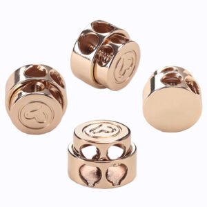 Custom zinc alloy metal spring cord adjuster end stopper lock with double hole rope buckle for shoes cord lock