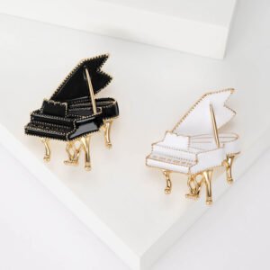 Black Enamel Piano Brooch Women's Alloy Musical Instruments Music Party Casual Pin Gift Jewelry Corsage