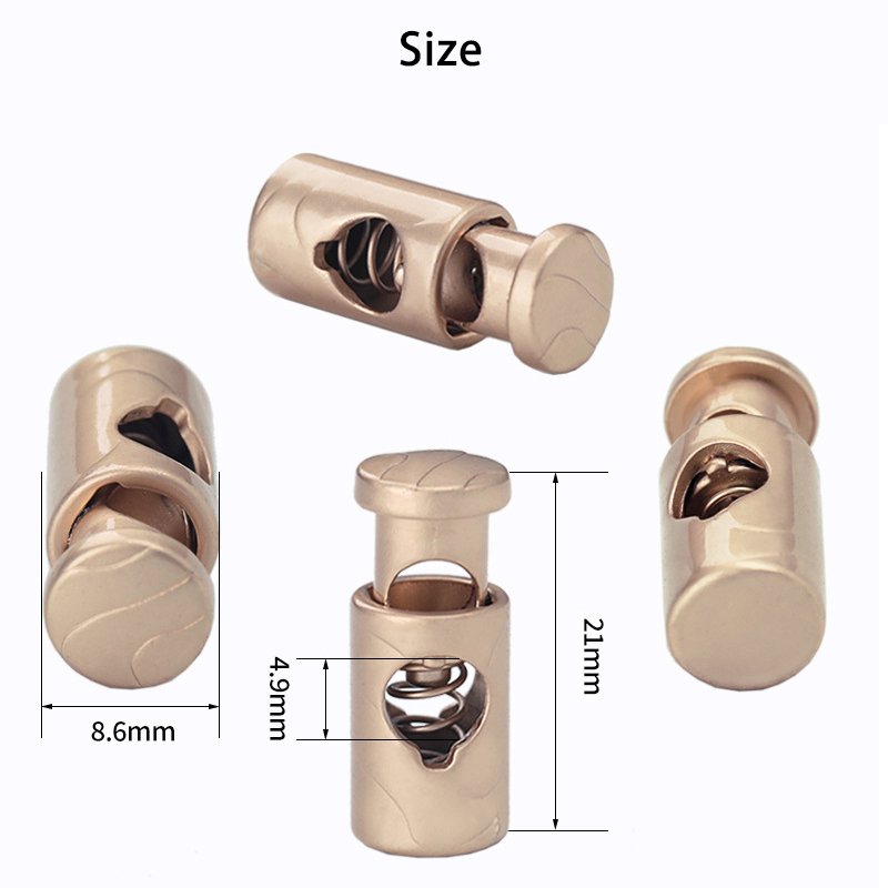 Cylindrical textured metal spring buckle with round head and single hole adjustment buckle