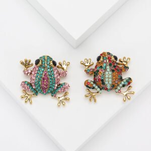 Fashion 3 Colors Choose Rhinestone Frog Brooches for Women Animal Brooch Pin