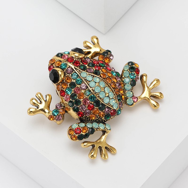 Fashion 3 Colors Choose Rhinestone Frog Brooches for Women Animal Brooch Pin