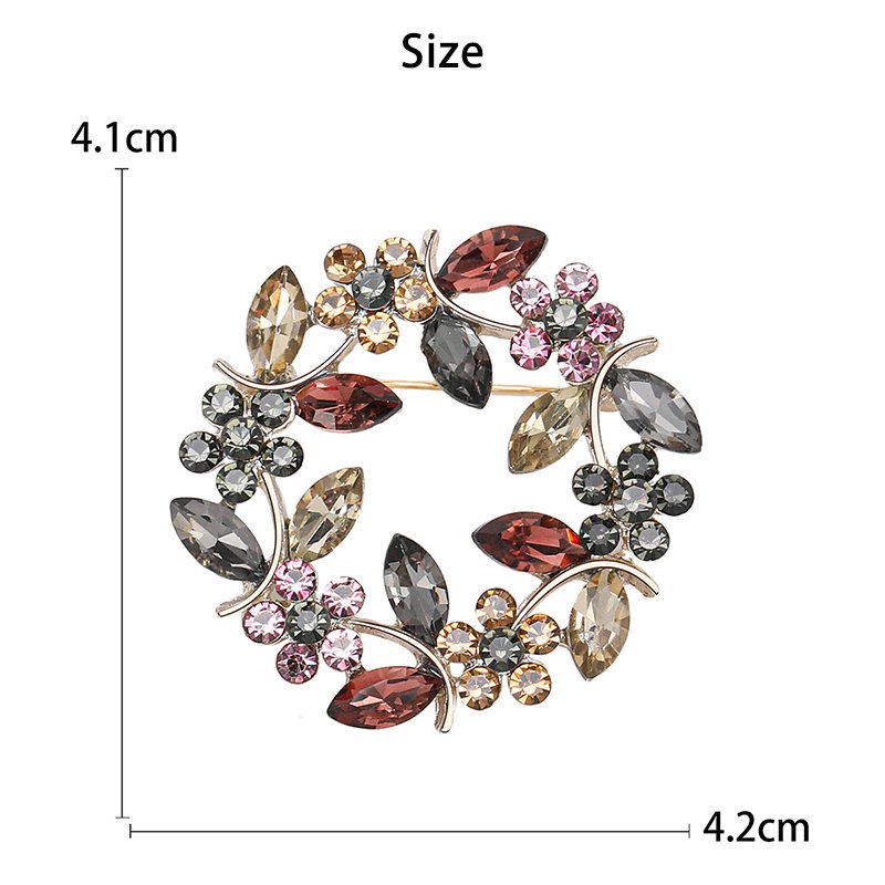 Flower Garland Crystal Inlaid With Diamonds Brooches Olive Branch Brooches Pin For Women Clothing Accessories