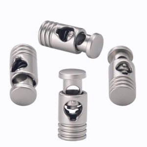 Cylindrical striped metal spring buckle with single hole adjustment buckle