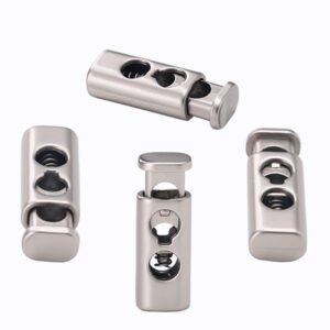 Rectangular metal spring buckle with vertical double hole adjustment buckle