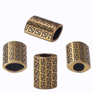 Zinc Alloy Etch Gridding Style Cylinder Shaped Drawstring Cord End