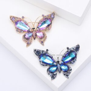 Custom Design luxury Retro animal Butterfly Lapel brooch Rhinestone Crystal Butterfly brooches women accessories