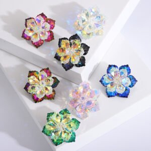 Rhinestone Brooches Women Fashion Jewelry Brooch Pins Colorful Crystal Flower Brooches For Women's Dress Suit Corsage