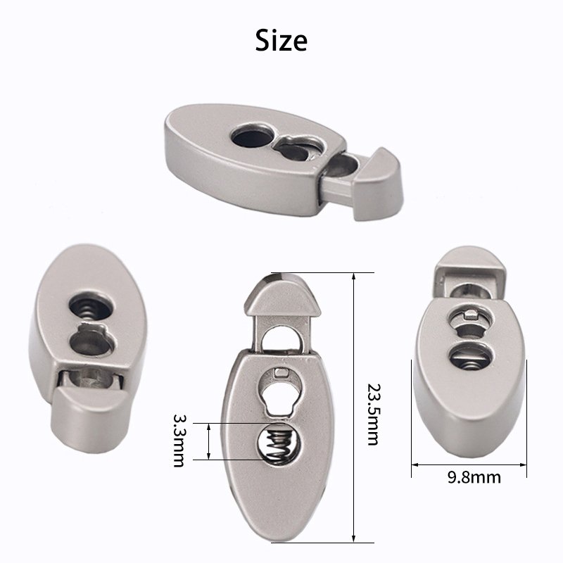 Elliptical metal spring buckle with vertical double hole adjustment buckle