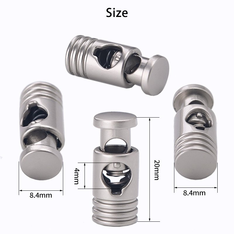 Cylindrical striped metal spring buckle with single hole adjustment buckle