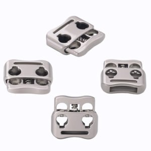 Square hollow metal spring buckle with double hole adjustment buckle