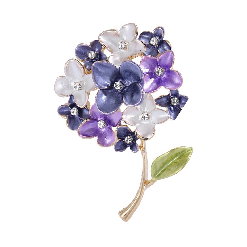 Enamel Purple Lilac Flower Brooches Women Collar Hydrangea Weddings Brooch Pins