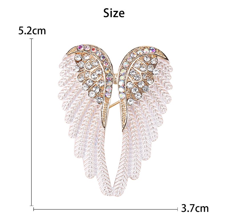 luxury fashion women jewelry ornament corsage simple creative designer angel wings enamel lapel pins crystal rhinestones brooch