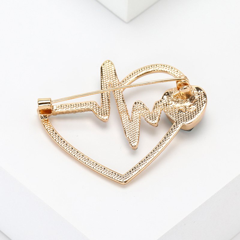 Rhinestone Vintage Heart Brooch Personalized Brooch Pin Gold Heart Brooches Pin For Clothing