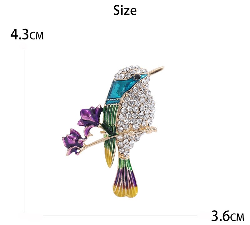 Hummingbird Pin Brooch Set Fashion Men and Women Elegant Bird Brooch with Rhinestones