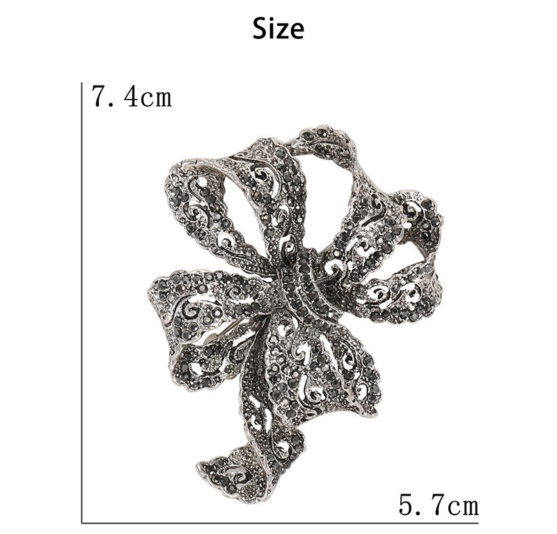 Vintage Crystal Diamond Pin Brooches Women Fashion Jewelry Ribbon Brooch Alloy Rhinestone Bow Brooch Pin For Clothes