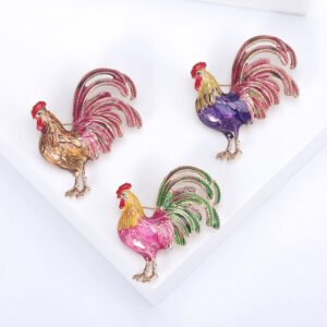 retro creative designer enamel lapel pins diy jewelry ornament suit sweater scarf decorative simple alloy cartoon rooster brooch