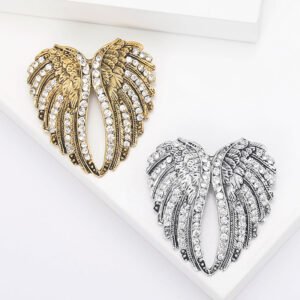 Rhinestone Wing Shaped Brooch Pin Personality Angel Wing Rhinestone Brooch For Men Women Clothing