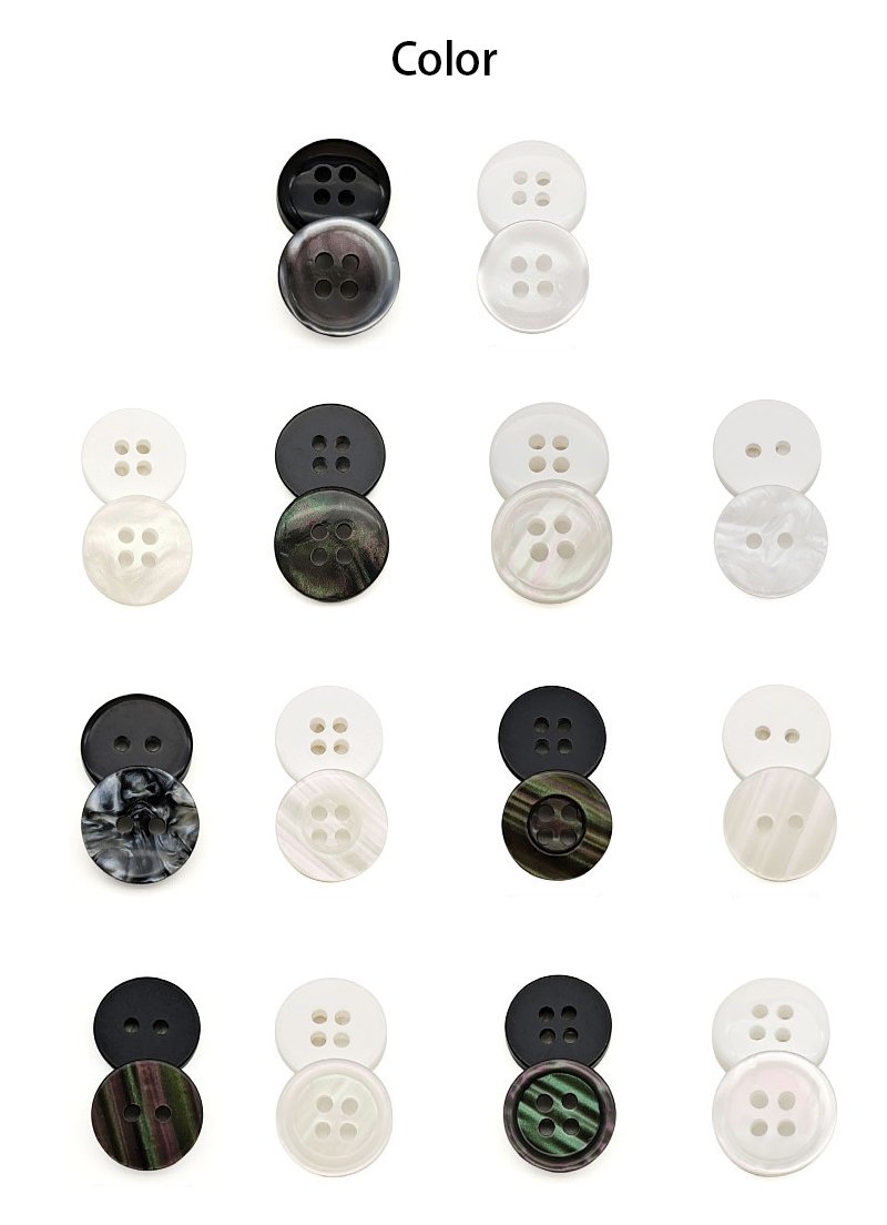 Custom 4 Holes Polyester Pearl Effect Imitation Sea Shell Resin Reisin Button Fake Shell Fancy Buttons