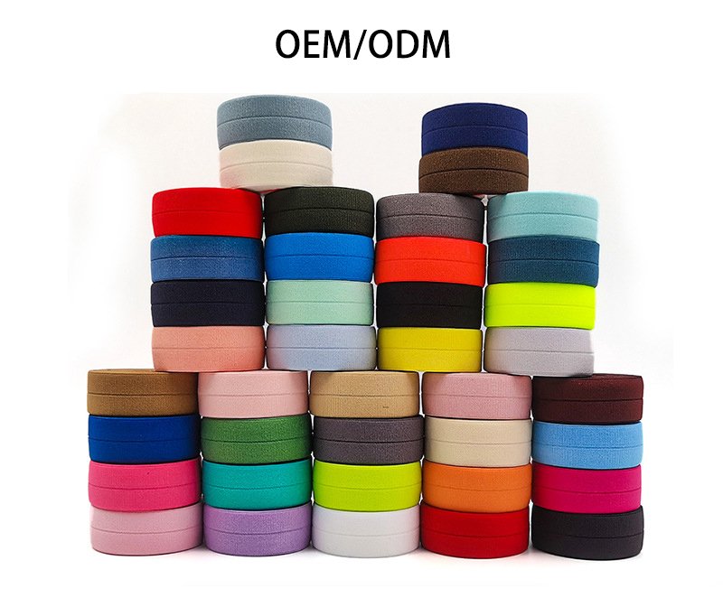 Factory Colors Fold Over Elastic Nylon Ribbon Double Fold Over Spandex Bias Tape for Clothing