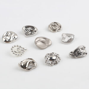 Statement Designer Alloy Button for High-End Coats, Unusual Geometric Shank Button for Tailoring, Novelty Sewing Supplies for Fashion Brands